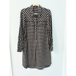 Madewell Daywalk Flannel Shirtdress Hilldale Plaid Dress S Black White Casual